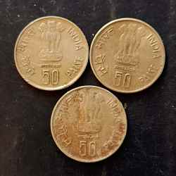 Alternative view of Reserve Bank of India Denominaton 50 paise Metal copper nickel Hyderabad mint Same and similar piece available