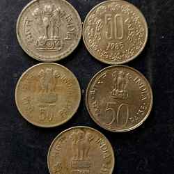 Alternative view of Republic India Denominaton 50 paise Five different variety Metal copper nickel Same and similar piece available
