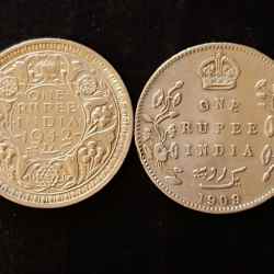 Silver British India Set of 2 pieces of 2 different portrait King and emperor George vi King and emperor Edward VII Denominaton 1₹ Excellent condition Same and similar set are available