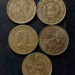 Republic India Denominaton 50 paise Five different variety Metal copper nickel Same and similar piece available