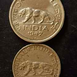 British India King and emperor George vi Denominaton 1₹ 1/2₹ Year 1947 Same and similar set are available