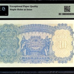 Alternative view of Rs 10 British India PMG Graded 66EPQ King George VI Side Face Signed By J B Taylor Unique and Rare