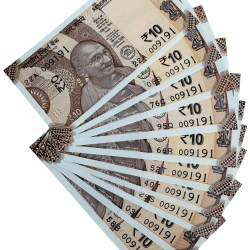 Rs 10 India Banknote 10 Banknotes Number 009191 Unique and Rare