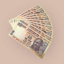 Rs 10 India Banknote Small Font Semi Solid Set 000110 to 000990 Gem Unc Telescope Issue