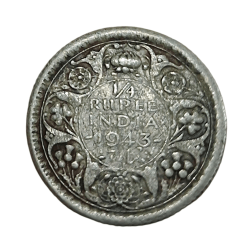 British India Silver 1/4 RUPEE Year 1943 King GEORGE-VI in Collectable Grade.