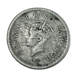 Alternative view of British India Silver 1/4 RUPEE Year 1943 King GEORGE-VI in Collectable Grade.