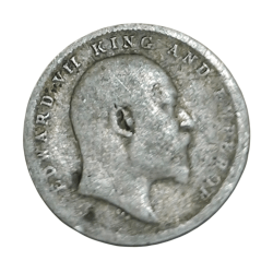Alternative view of British India Silver 2 ANNA’S Year 1906 King EDWARD-VII in Used Condition.