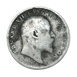 Alternative view of British India Silver 2 ANNA’S Year 1906 King EDWARD-VII in UsedCondition.