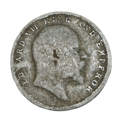 Alternative view of British India Silver 2 ANNA’S Year 1907 King EDWARD-VII in Collectable Grade.