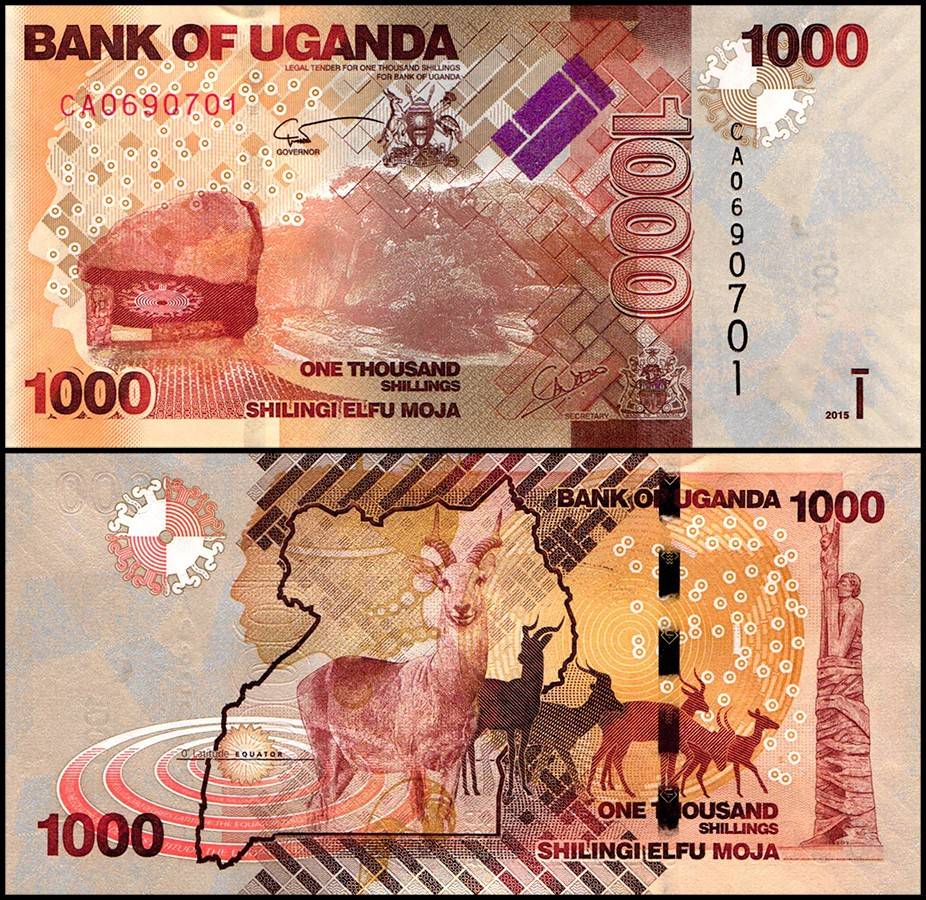 Uganda 1000 Shillings World Banknote 2015 P49d UNC Unique and Rare