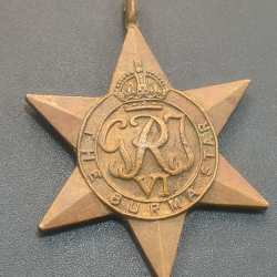 GEORGE VI -STAR MEDAL ( THE BURMA STAR ) WORLD WAR II BRASS MEDAL 1939 Normally Damage Medal#D-237