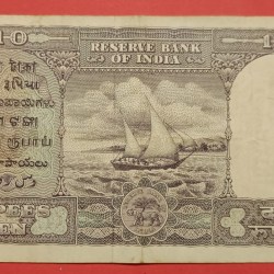 Alternative view of 10 Rs Fafda Note UNC Condition Governor Iyengar Rare Note