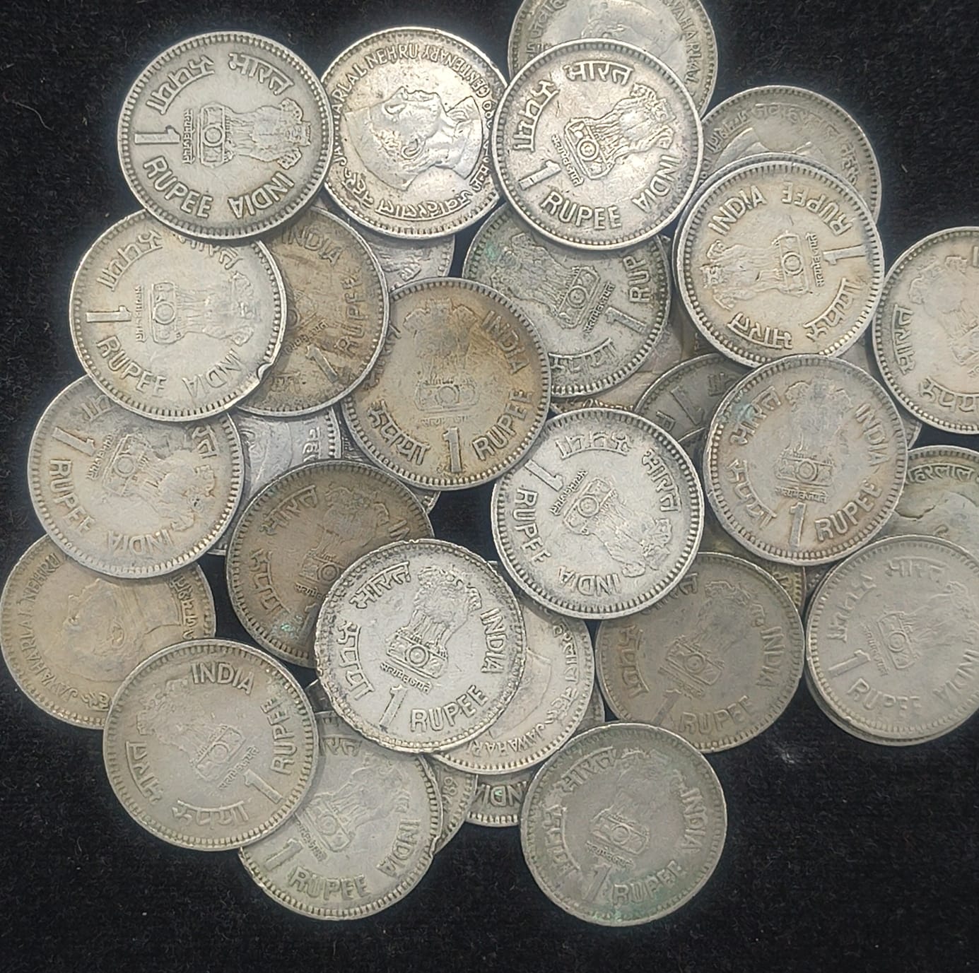 India 1 Rupees 1989 (Jawaharlal Nehru) Rare (10 Pcs Lott) - Image 2