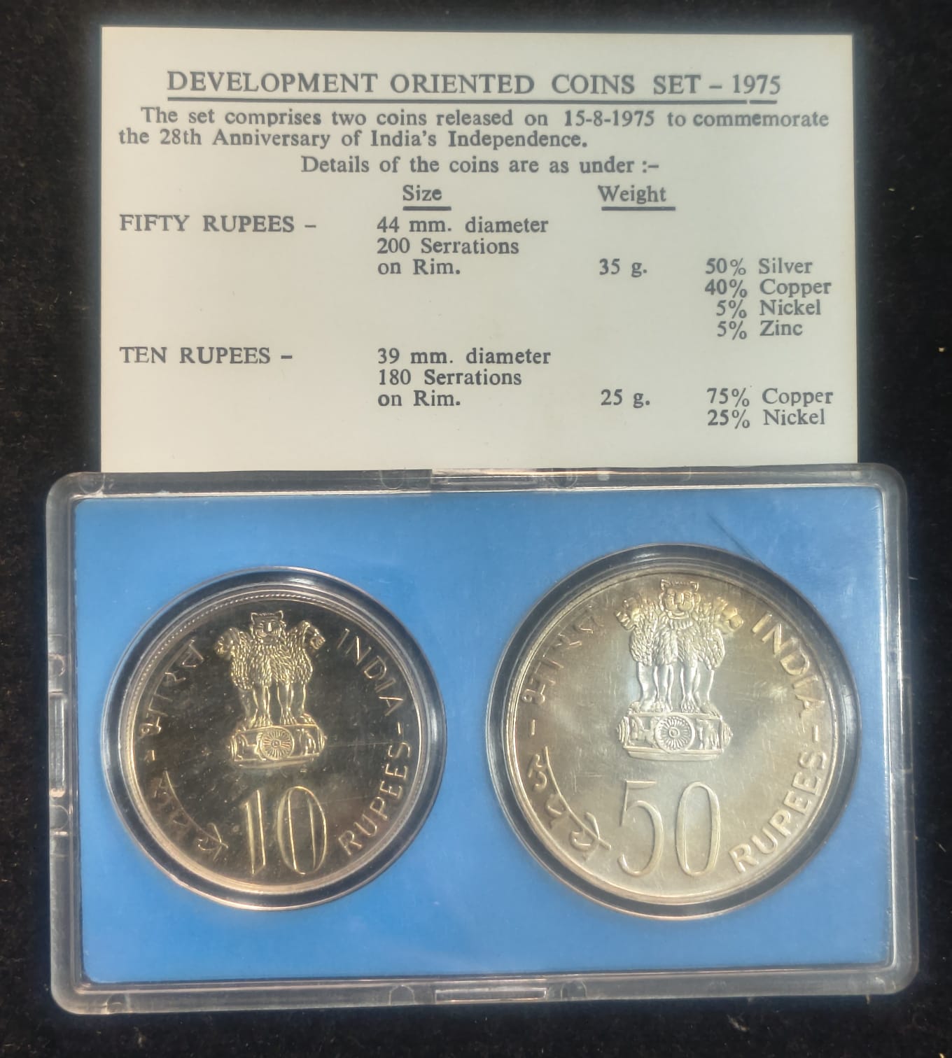 1975 Equality Development Peace ( 2 Coins Set) Bombay mint Rare set - Image 2