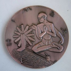 Alternative view of Mahatma Gandhi India's independence Medal Spain RARE BEAUTIFUL BIG SIZE MEDELLION # D-195
