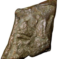 Odd Diamond Shaped Copper Coin of City-State - Sukatimati(2nd Cen. BC) Horse walking Right Very Rare