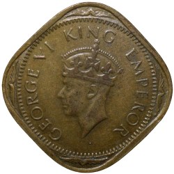 Nickel-Brass 2 Annas of George VI (AD 1943) of Bombay Mint Head Type II Beautiful Grade