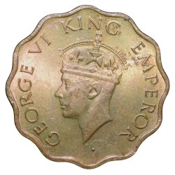 Nickel-Brass 1 Anna of George VI (AD 1943) of Calcutta Mint Head Type II UNC Grade