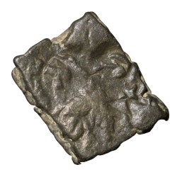 Copper Coin of Bhadra/Mitra Dynasty(200 BC) from Vidarbha Region with Chhatra above Elephant/Bull Double-Struck Error