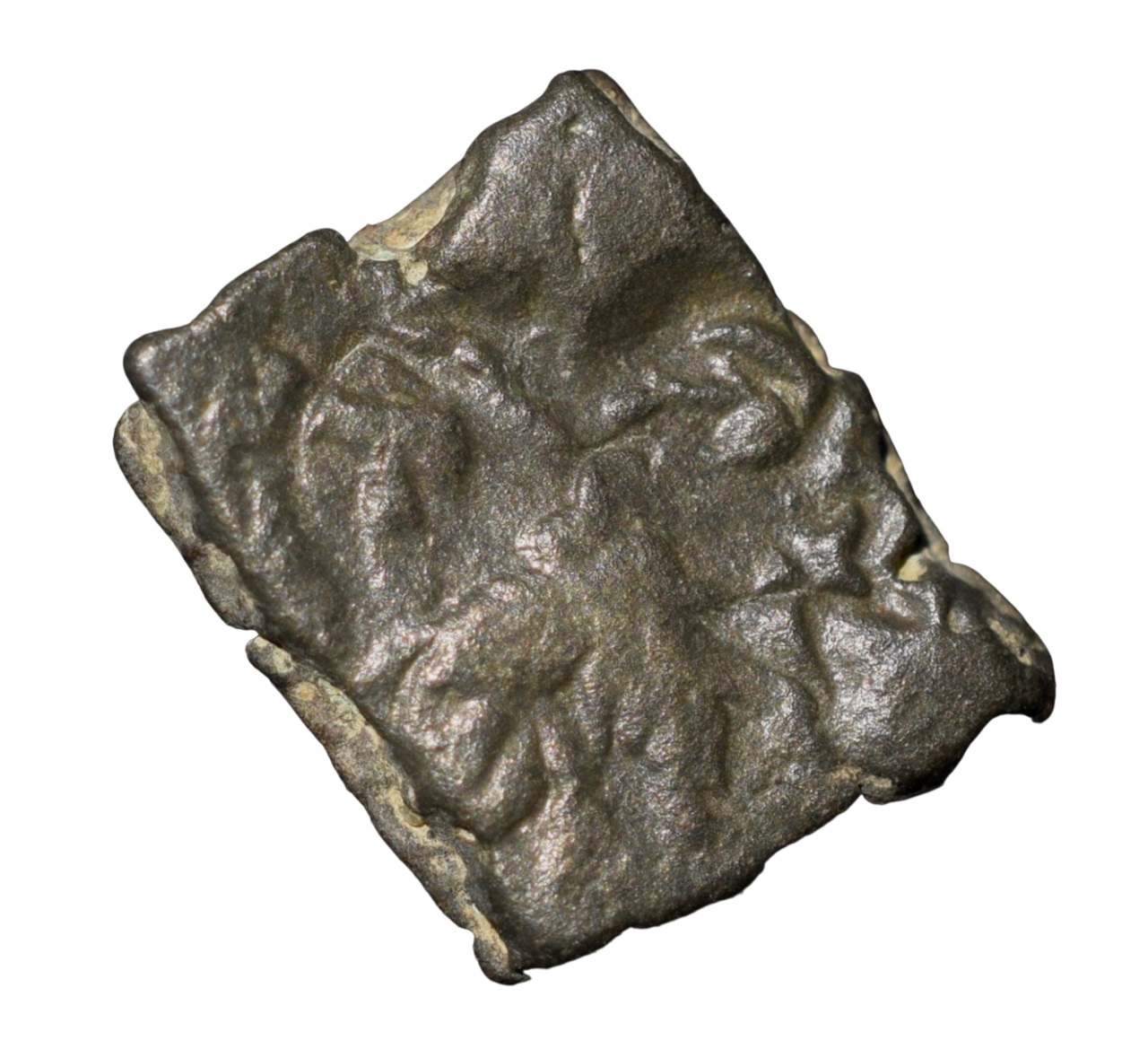 Copper Coin of Bhadra/Mitra Dynasty(200 BC) from Vidarbha Region with Chhatra above Elephant/Bull Double-Struck Error