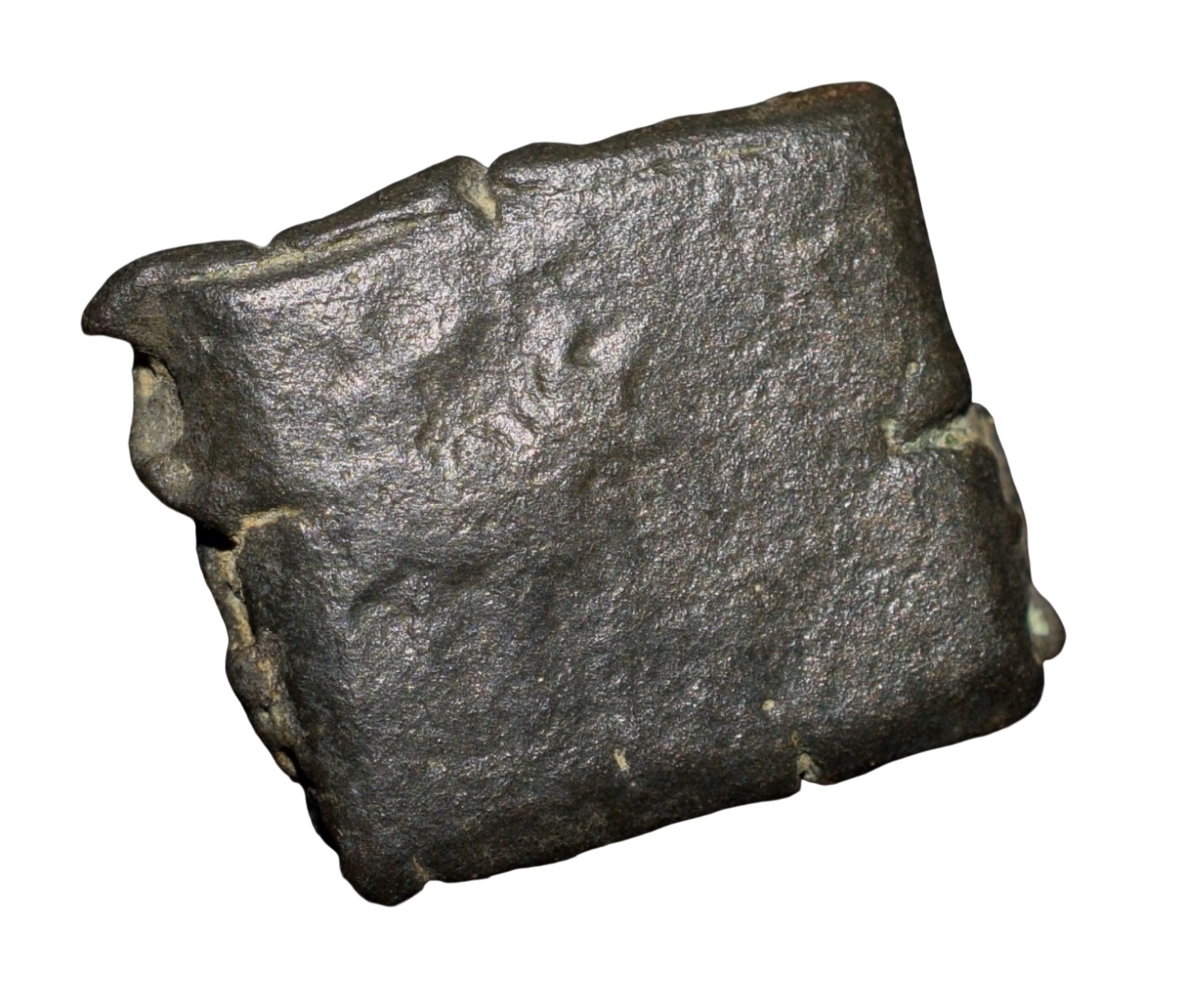 Copper Coin of Bhadra/Mitra Dynasty(200 BC) from Vidarbha Region with Chhatra above Elephant/Bull Double-Struck Error - Image 2