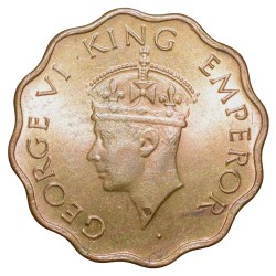 Nickel-Brass 1 Anna of George VI (AD 1943) of Calcutta Mint Head Type II UNC Grade