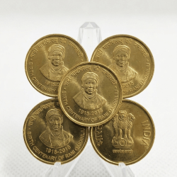 5 Rupees 2015 Birth Centenary Of Rani Gaidinliu Hyderabad Mint Rare (5 Pcs Lott)#Z-173