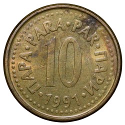 Alternative view of Brass 10 Para of Yugoslavia Country (AD 1991) Beautiful Grade