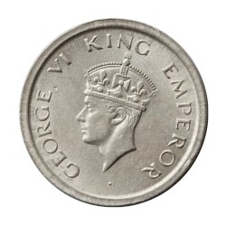 Alternative view of British India 1 Rupee 1947 George VI Rare Unc Coin