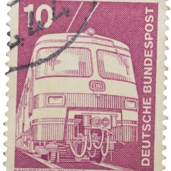 Postal Stamp of Germany Dull-Pink Colour 10 Pfennig - Train - Used Condition as per Image.