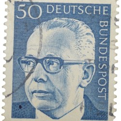 Postal Stamp of Germany Blue Colour 50 Pfennig - Portrait facing left - Used Condition as per Image.