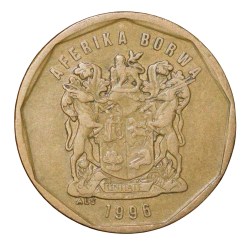 Aluminium-Brass 20 Cents of South Africa (AD 1996) with Protea flower within sprigs