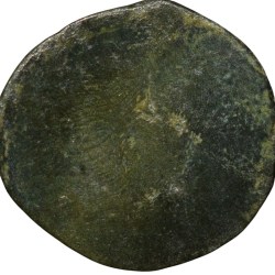 Alternative view of Potin Coin of Kadambas of Banavasi(AD325-620) with Sankha within dotted circle Rare