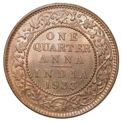 Alternative view of Bronze 1/4 Anna of George V (AD 1933) of Calcutta Mint UNC Grade