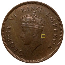 Bronze 1/4 Anna of George VI (AD1939) of Bombay Mint Head Type I with Privy Test Mark Rare