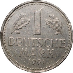 Alternative view of Copper-Nickel 1 Mark of Germany (AD 1991) with Eagle