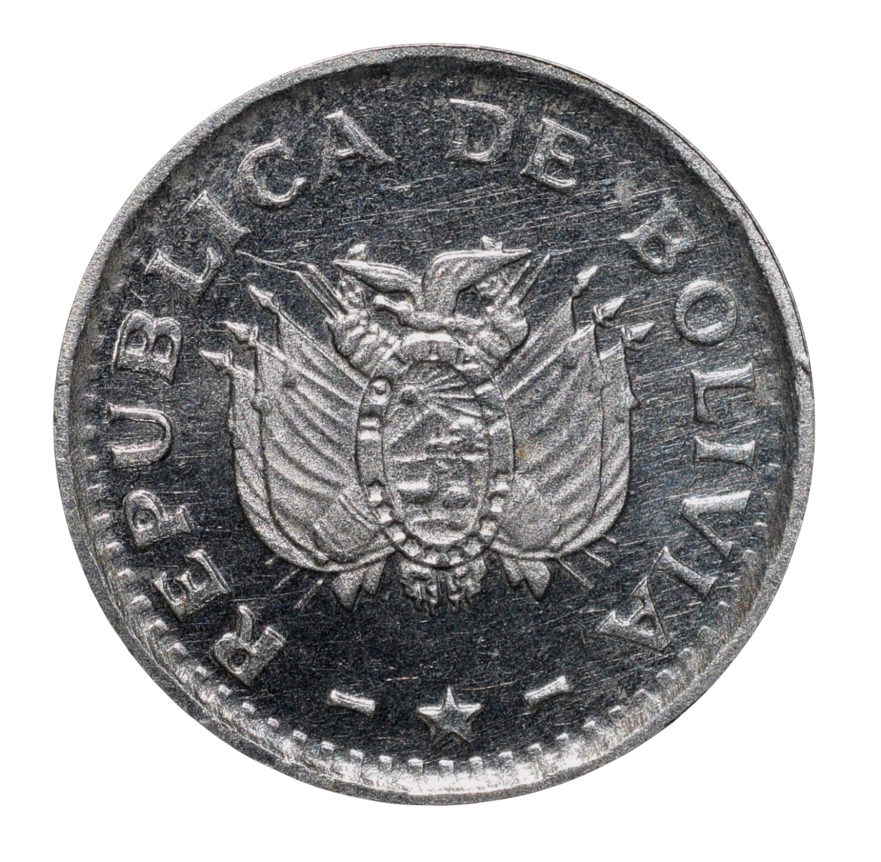 Steel 2 Centavos of Bolivia Country (AD 1987) UNC Grade