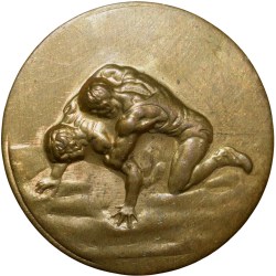 Gold Plated Token of Olympics Wrestling (19th Cen. AD) Uniface Repuse Type