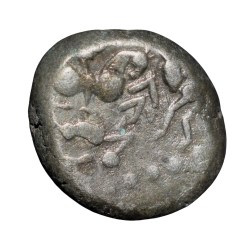 Silver Drachma of Malwa Gadhaiya Deravative (AD 1200-1302) Battle Scene on Rev. Rare
