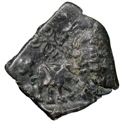 Copper Coin of Satakarni (1st Cen.BC) of Satavahan Dynasty from Paoni Region with C/s by Bhadra/Mitra Dynasty