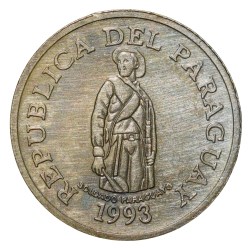 Brass 1 Guarani of Paraguay Country (AD 1993) with Tobacco Plant Scarce