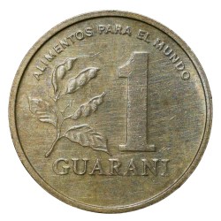 Alternative view of Brass 1 Guarani of Paraguay Country (AD 1993) with Tobacco Plant Scarce