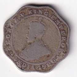 British India 4 Annas 1920 George V Rare Coin