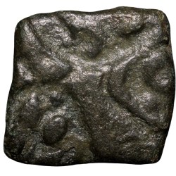 Copper Punch-Marked of Vidarbha Region (300-200 BC) with Sun, 6-Arched, Tree Railing & Makar in Frame