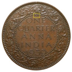 Alternative view of Bronze 1/4 Anna of George VI (AD1939) of Bombay Mint Head Type I with Privy Test Mark Rare