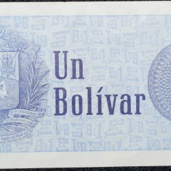 Alternative view of Old 1 Bolivar of Venezuela Country (AD 1989) with image of 1 Bolívar coin