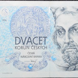 Old 20 Korun of Czech Republic (AD 1994) with Portrait of King Přemysl Otakar I