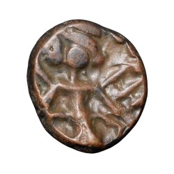 Copper Unit of Krishndevaraya(AD1509-30) of Tuluva Dynasty of Vijayanagar Empire Garuda in Virasana Beautiful Grade