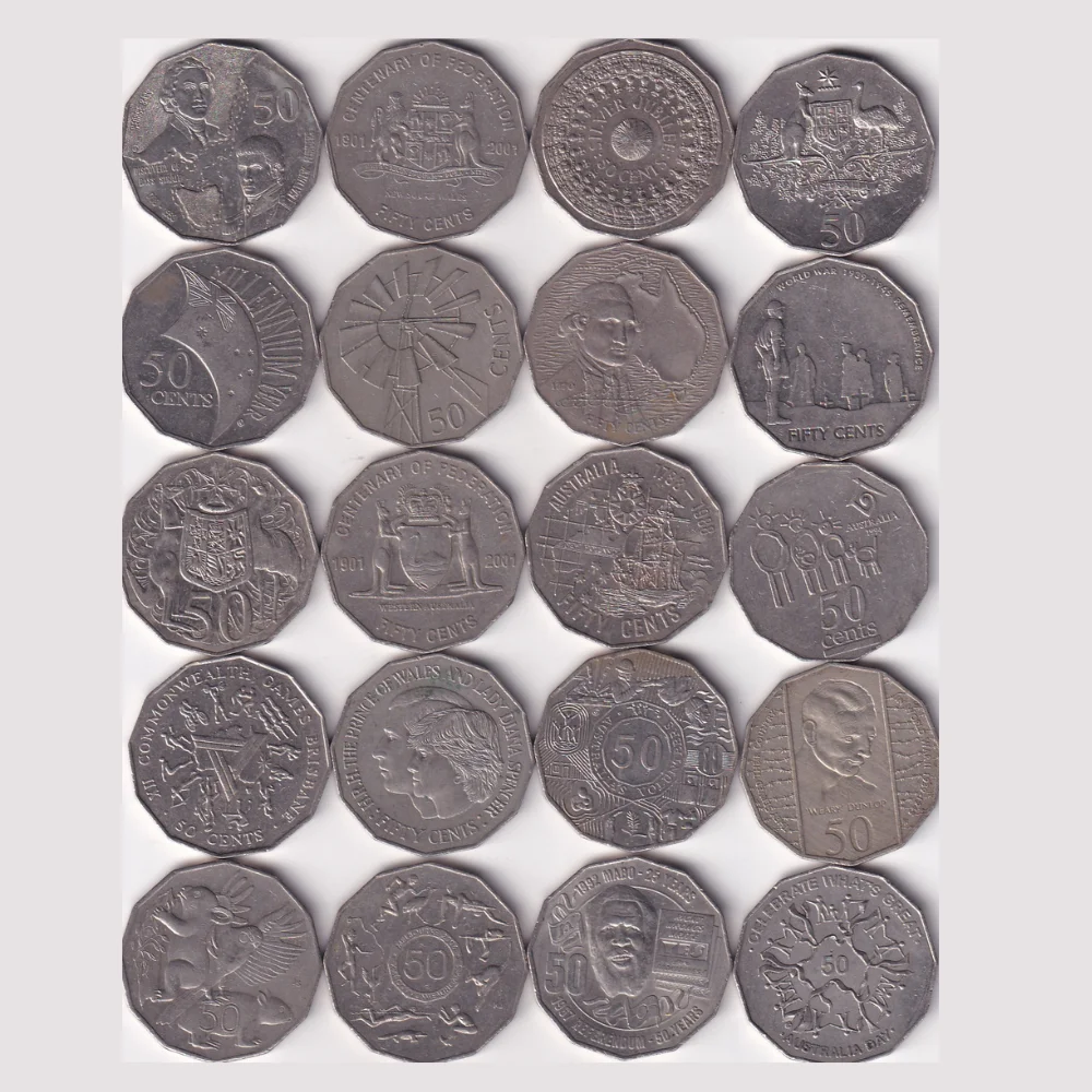 20 DIFFERENT AUSTRALIA 50 CENT RARE COMMEMORATIVE COIN (20 COIN SET)