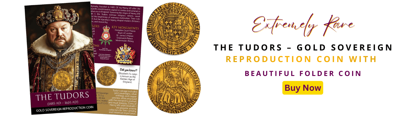 THE TUDORS – Gold Sovereign Reproduction Coin WITH BEAUTIFUL FOLDER COIN
